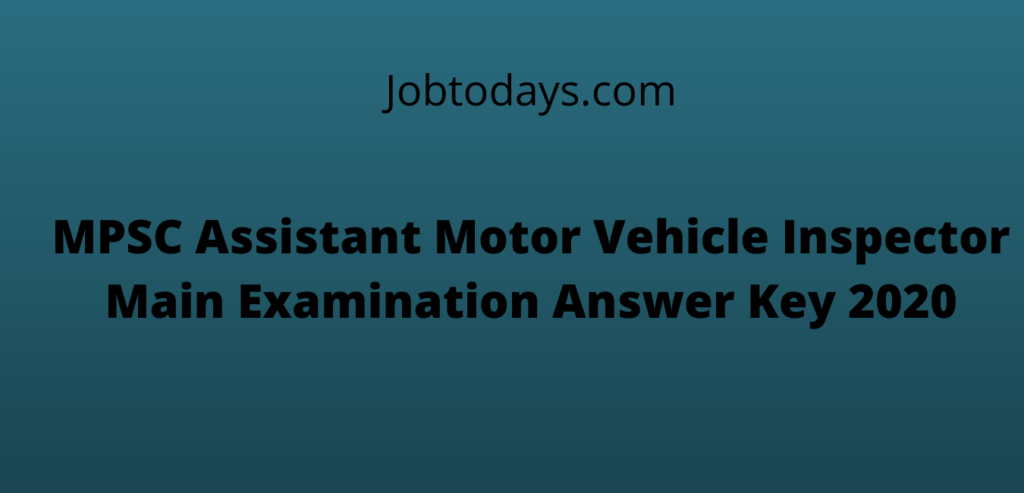 MPSC AMVI Main Examination Answer Key 2020