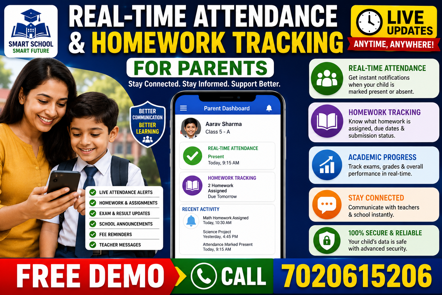 Real-Time Attendance & Homework Tracking for Parents